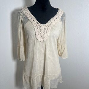 JohnPaulRichard Cream Lace Blouse